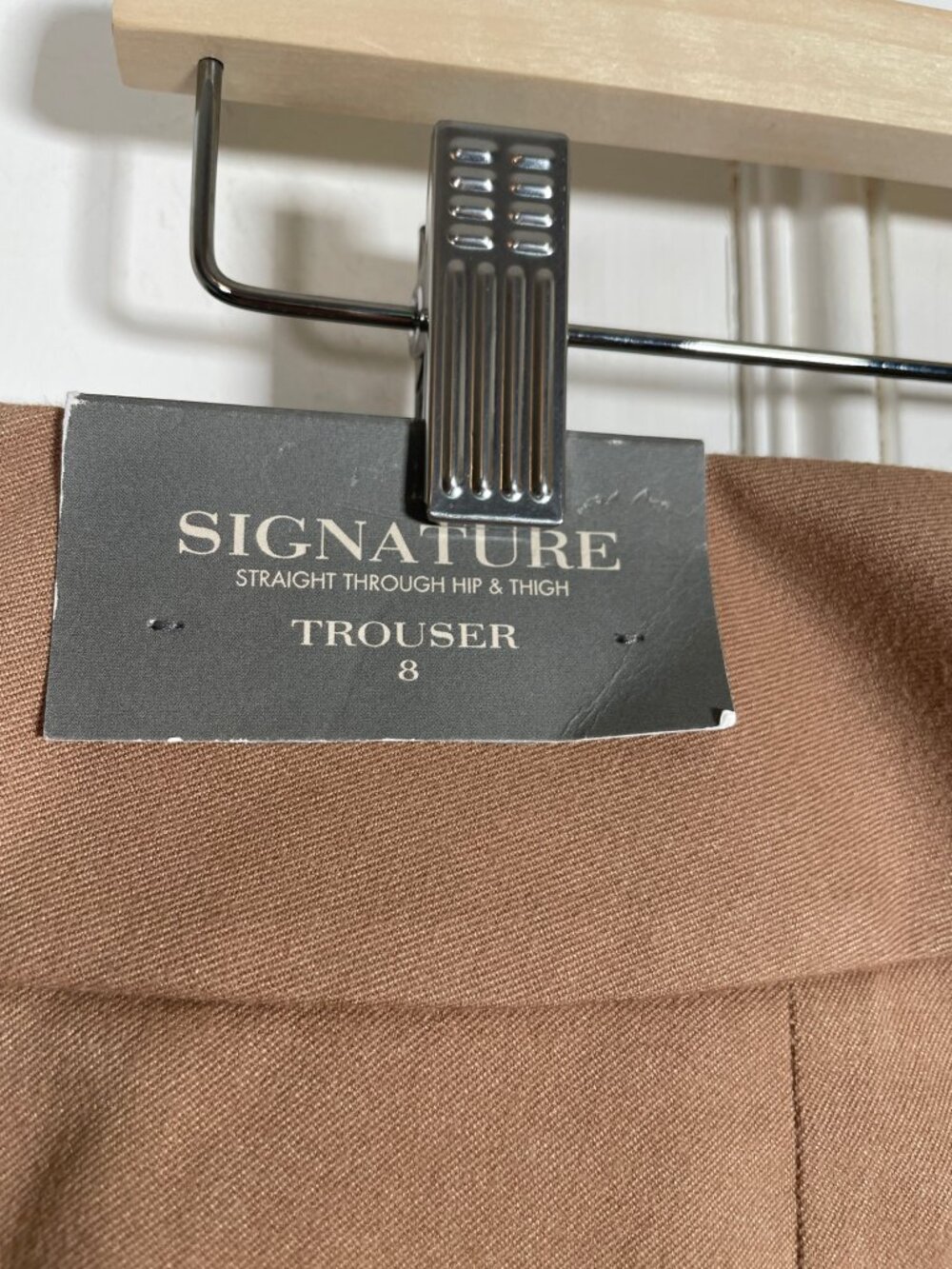 Ann Taylor NWT $89 Signature Straight Trouser Pants Sz 8 Tan 90s Minimalist - Picture 7 of 10